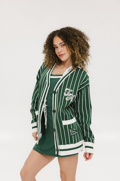 Dot Cardigan - Pinstripe Green