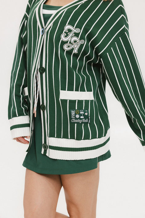 Dot Cardigan - Pinstripe Green