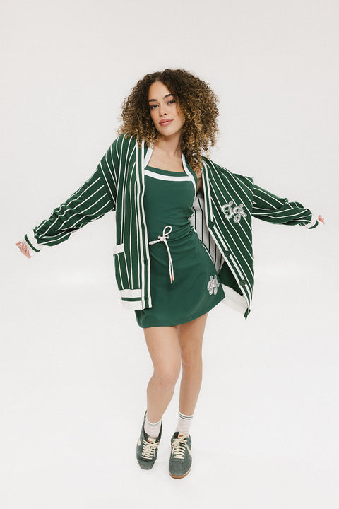 Dot Cardigan - Pinstripe Green