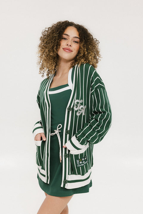 Dot Cardigan - Pinstripe Green