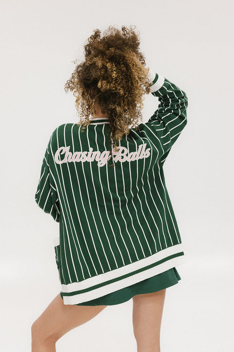 Dot Cardigan - Pinstripe Green