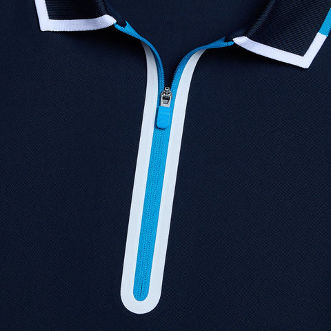CONTRAST QUARTER ZIP TECH PIQUE POLO TWILIGHT