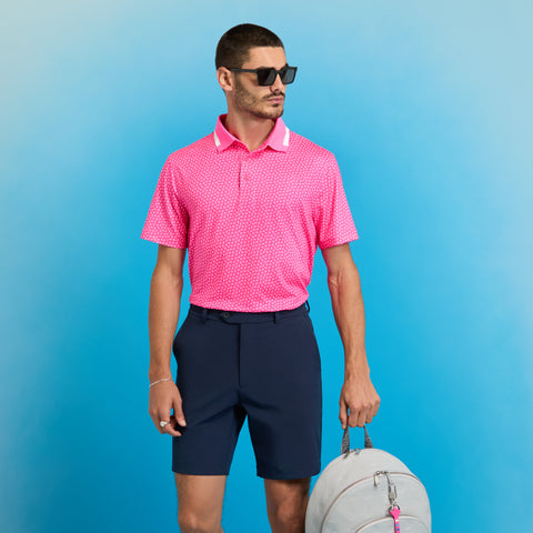 CIRCLE G'S TECH JERSEY POLO KNOCKOUT PINK