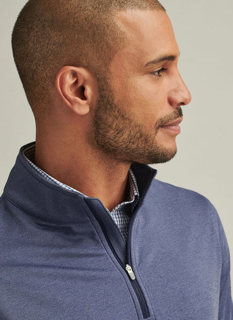 PERTH MÉLANGE PERFORMANCE QUARTER-ZIP NAVY