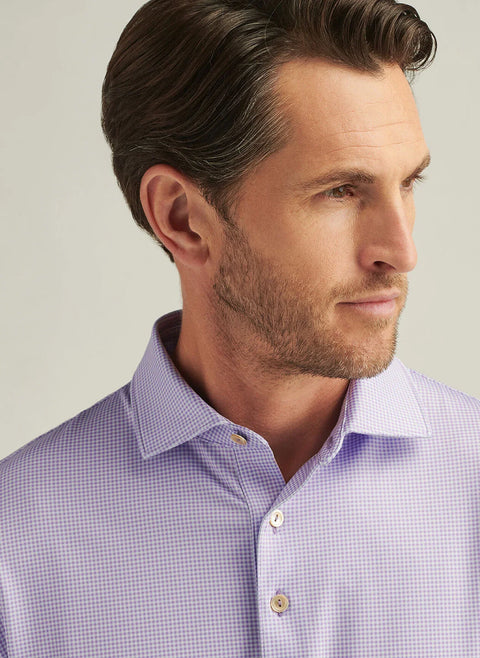 GINGHAM PERFORMANCE JERSEY POLO ULTRA VIOLET