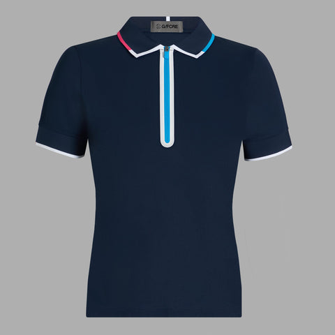 CONTRAST QUARTER ZIP TECH PIQUE POLO TWILIGHT